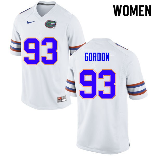 Women #93 Moses Gordon Florida Gators College Football Jersey White